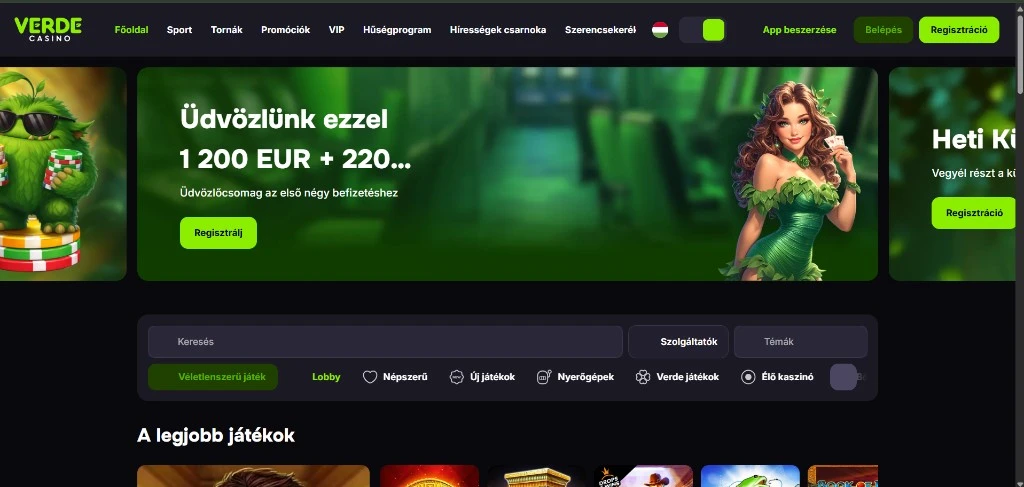 Verde asztali kezdőképernyő